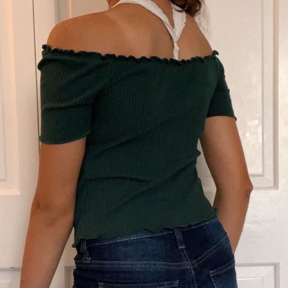 DARK Green Off the Shoulder Top - Picture 3 of 5